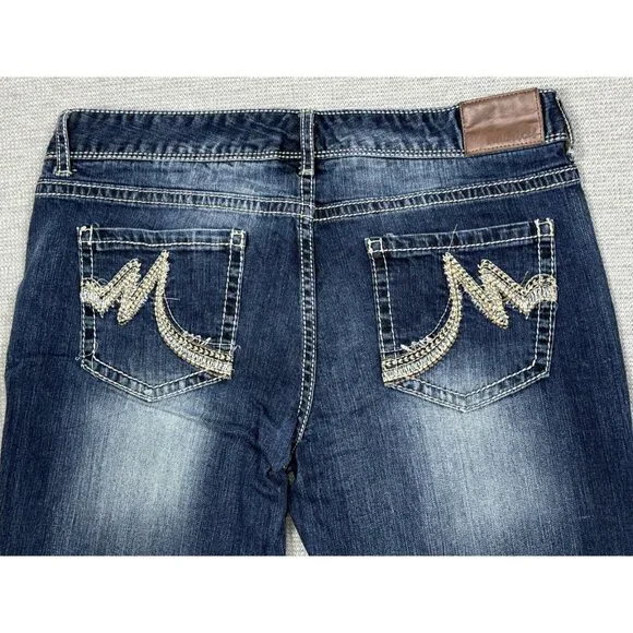 Maurices Womens Cropped Jeans Size 11/12 Long Denim Distressed Blue Low Rise - Picture 4 of 12